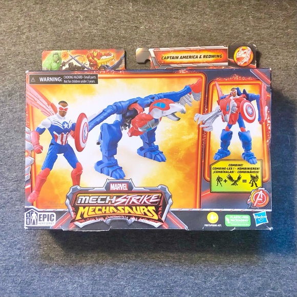 MARVEL MECH STRIKE MECHASAURS CAPTAIN AMERICA & REDWING 4" FIGURE - Picture 6 of 6